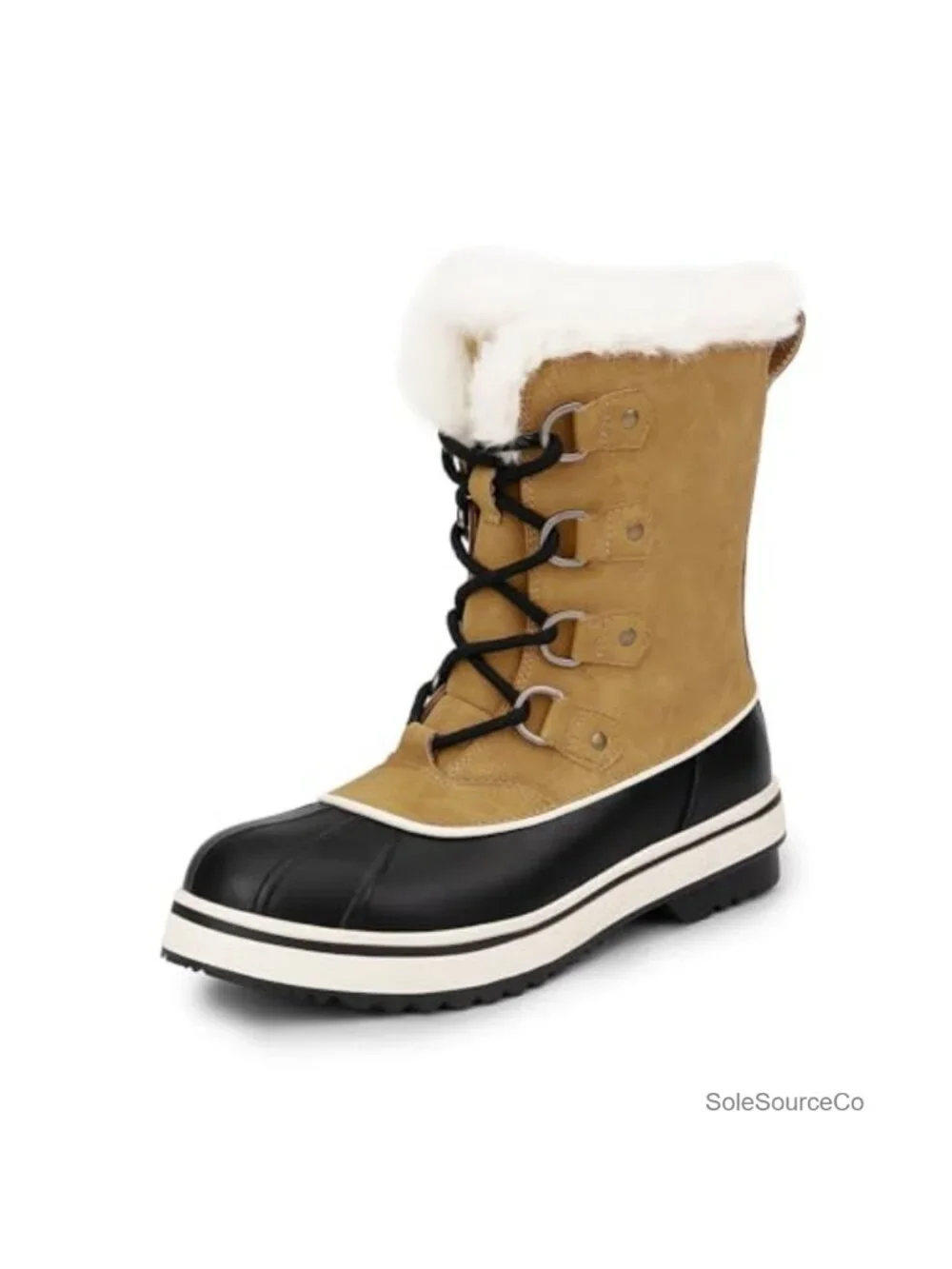 Women's Mid-Calf Snow Boots Waterproof Warm Faux Fur Lined Lace Up Duck Boots